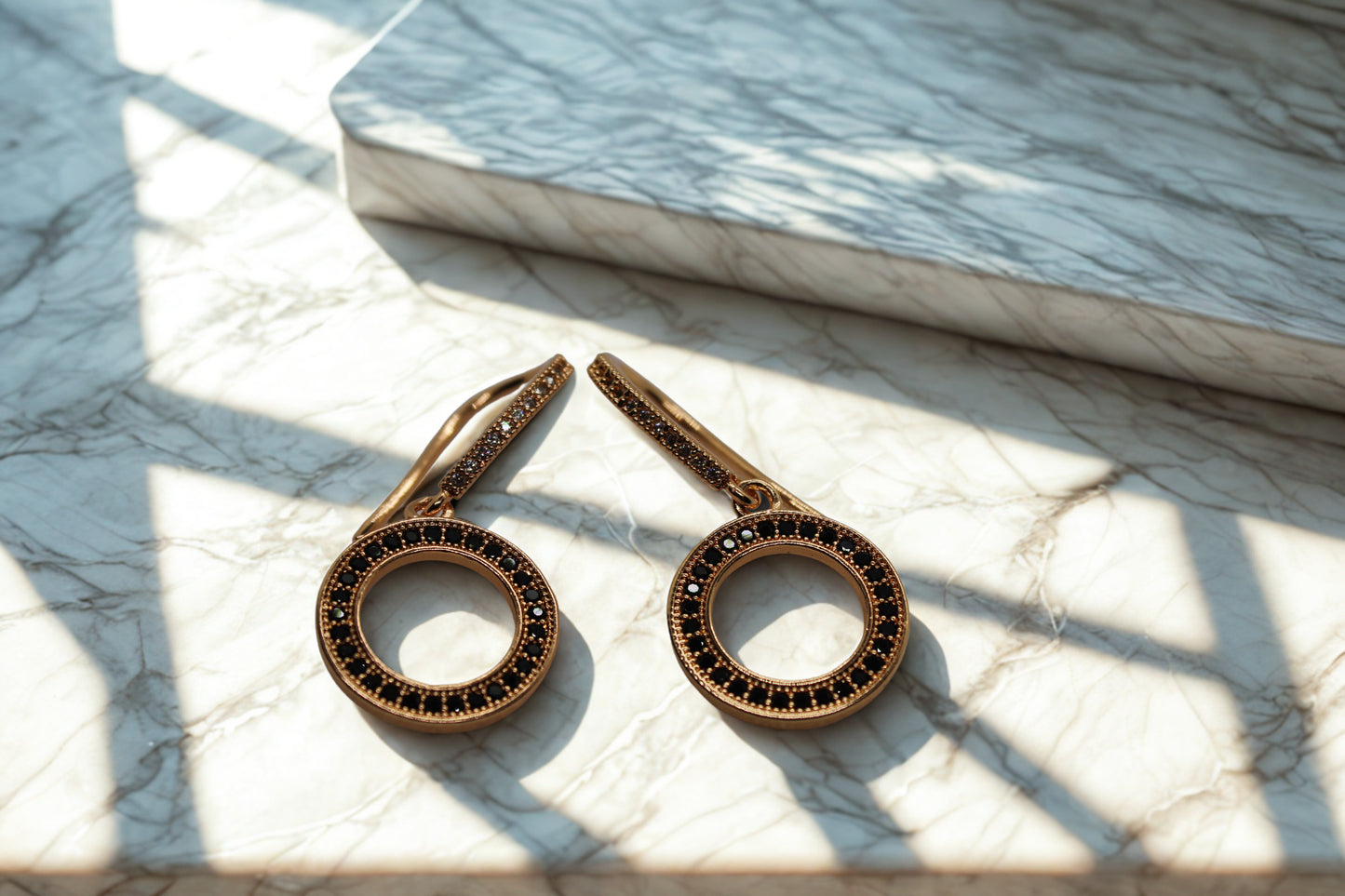 Black stones loop Earrings