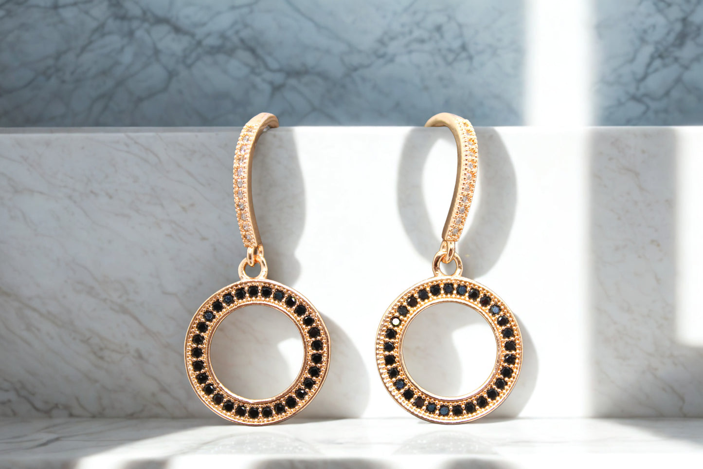 Black stones loop Earrings