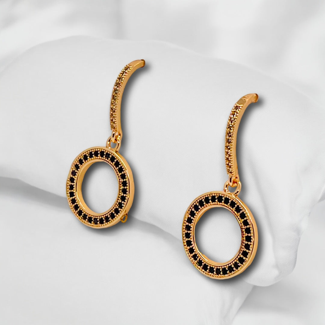Black stones loop Earrings