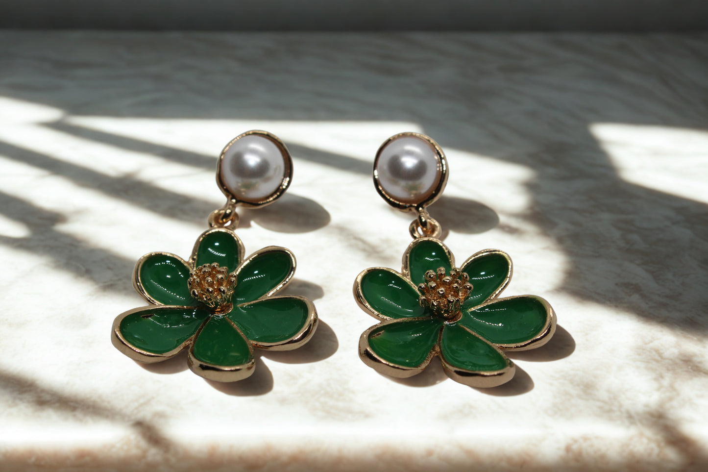 Green flower Earrings
